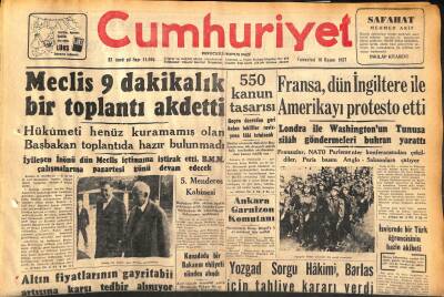 Cumhuriyet Gazetesi 16 Kasım 1957 - Fransa , Dün İngiltere İle Amerikayı Protesto Etti - EOKA Atinaya Çatıyor GZ119707 - 1
