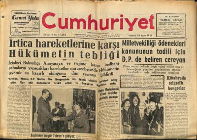 Cumhuriyet Gazetesi 16 Kasım 1959 - İrticaya Karşı Hükümet, Friedrich Schiller, Fosforlunun Oyunu Kıtıpiyoza Tuzak GZ87946 - 1