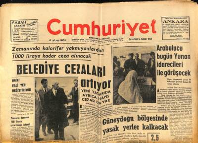 Cumhuriyet Gazetesi 16 Kasım 1964 - Güneydoğu Bölgesinde Yasak Yerler Kalkacak GZ88014 - 1