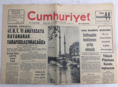 Cumhuriyet Gazetesi 16 Kasım 1965 - Demirel Konuştu TRTyi Anayasaya Dayanarak Tarafsızlaştıracağız - GZ19113 - 1