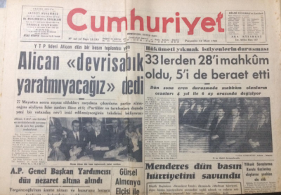 Cumhuriyet Gazetesi 16 Mart 1961 - Menderes Dün Basın Hürriyetini Savundu - GZ12589 - 2