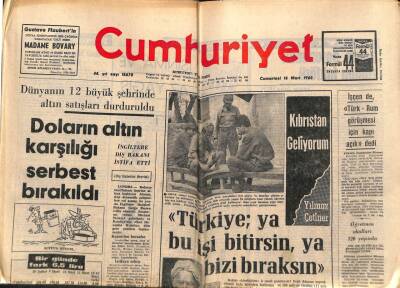 Cumhuriyet Gazetesi 16 Mart 1968 - Mahmud Riyad , İlk Defa Kıbrıs Konusuna Değindi GZ80352 - 1