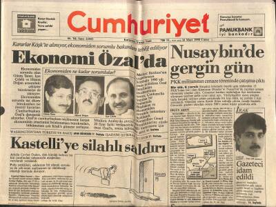 Cumhuriyet Gazetesi 16 Mart 1990 - Nusaybinde Gergin Gün - Kastelliye Silahlı Saldırı GZ113105 - 1