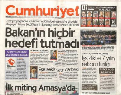 Cumhuriyet Gazetesi 16 Mart 2017 - Erdoğan Faşist Ve Nazi Benzetmesine Avrupadan Tepkiler Sürüyor GZ94549 - 1