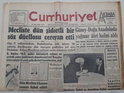 Cumhuriyet Gazetesi 16 Mayıs 1957 - Güneydoğu Anadoluda Yağmur Afet Halini Aldı GZ71957 - 1