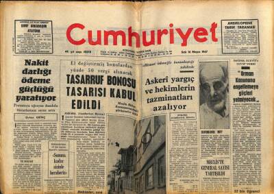 Cumhuriyet Gazetesi 16 Mayıs 1967 - Askeri Yargıç Ve Hekimlerin Tazminatları Azalıyor GZ85350 - 1