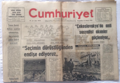 Cumhuriyet Gazetesi 16 Mayıs 1968 - Seçimin Dürüstlüğünden Endişe Ediyoruz - GZ19287 - 1