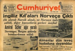 Cumhuriyet Gazetesi 16 Nisan 1940 - İsveç Alman Taarruzu Bekliyor , Holanda Örfi İdare İlan Etti GZ100953 - 1