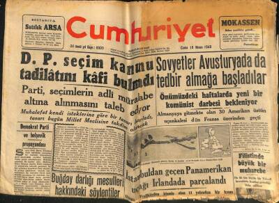 Cumhuriyet Gazetesi 16 Nisan 1948 - D.P. Seçim Kanunu Tadilatını Kafi Bulmadı GZ92915 - 1