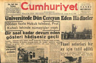 Cumhuriyet Gazetesi 16 Nisan 1958 - Lana Turner Kızı Cheryl İle Görüştü - Tünel Seferleri Bir Ay İçin Tatil Edildi GZ120511 - 1