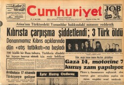 Cumhuriyet Gazetesi 16 Nisan 1964 - Kıbrısta Çarpışma Şiddetlendi ; 3 Türk Öldü - İşte Barış Ordusu GZ160426 - Gökçekoleksiyon