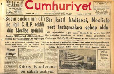 Cumhuriyet Gazetesi 16 Ocak 1960 - Kıbrıs Konferansı Bu Sabah Açılıyor GZ119951 - 1