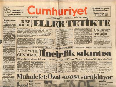 Cumhuriyet Gazetesi 16 Ocak 1991 - Piontek Çok Çalışmalıyız - Körfez Ekonomiyi Bunaltıyor GZ123149 - 1