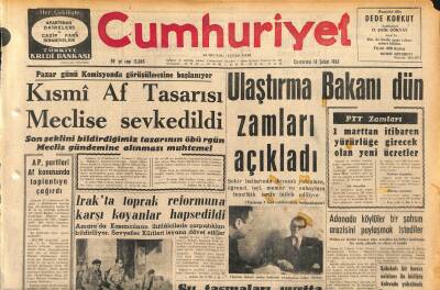 Cumhuriyet Gazetesi 16 Şubat 1963 - Kasım Gülek Yeni Bir Parti Kuruyor - Ulaştırma Bakanı Dün Zamları Açıkladı GZ120556 - 1