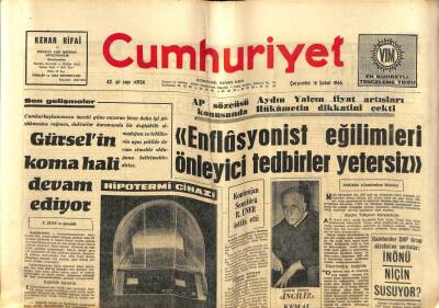 Cumhuriyet Gazetesi 16 Şubat 1966 - Gürselin Koma Hali Devam Ediyor GZ80110 - 1