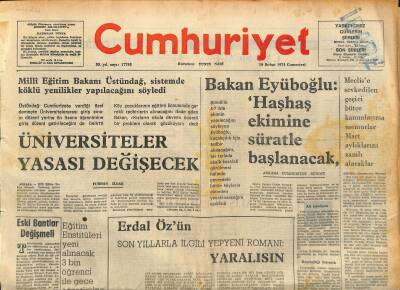 Cumhuriyet Gazetesi 16 Şubat 1974 - Bakan Eyüboğlu Haşhaş Ekimine Süratle Başlanacak - İşte Beşiktaşın Şampiyon Boksörleri Buradan Yetişiyor GZ124397 - 1