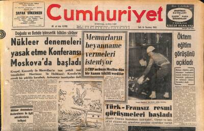 Cumhuriyet Gazetesi 16 Temmuz 1963 - Lokavt Yasağının Anayasaya Aykırı Olmadığı Kabul Edildi - Türk-Fransız Resmi Görüşmeleri Başladı GZ120698 - 1