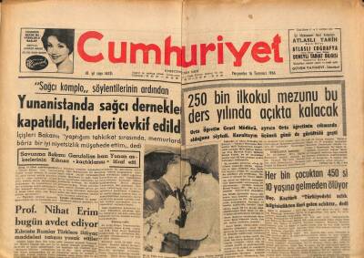 Cumhuriyet Gazetesi 16 Temmuz 1964 - Yunanistan`da Sağcı Dernekler Kapatıldı, Liderleri Tevkif Edildi GZ88123 - 1