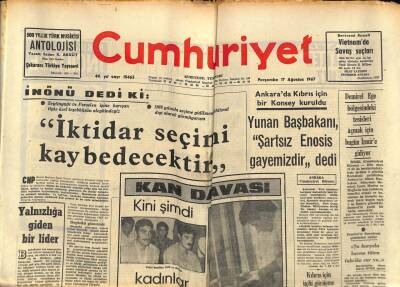 Cumhuriyet Gazetesi 17 Ağustos 1967 - Demirel Ege Bölgesindeki Tesisleri Açmak İçin Bugün İzmire Gidiyor GZ90065 - 1