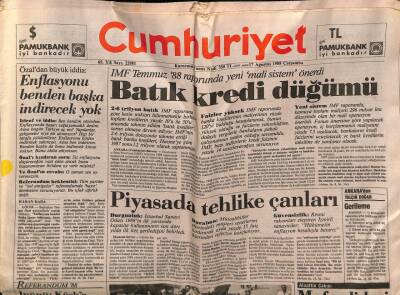 Cumhuriyet Gazetesi 17 Ağustos 1988 - Abdullah Cantürk Gözaltına Alındı GZ74679 - 1