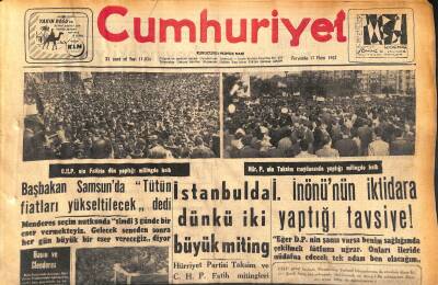 Cumhuriyet Gazetesi 17 Ekim 1957 - Celal Bayar Dün Gazianteb de Halka Hitab Etti GZ119718 - 1