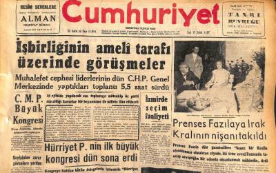 Cumhuriyet Gazetesi 17 Eylül 1957 - Prenses Fazılaya Irak Kralının Nişanı Takıldı GZ119684 - 1
