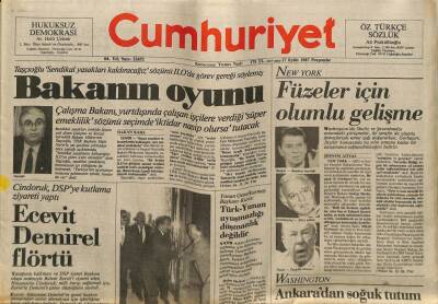 Cumhuriyet Gazetesi 17 Eylül 1987 - Ecevit Demirel Flörtü GZ62152 - 2