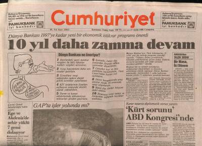 Cumhuriyet Gazetesi 17 Eylül 1988 - GAPta İşler Yolunda mı ? ,,Kürt Sorunu ABD Kongresinde GZ89002 - 1