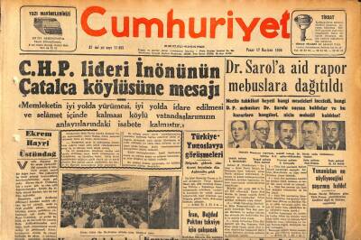 Cumhuriyet Gazetesi 17 Haziran 1956 - Ekrem Hayri Üstündağın Cenazesi Dün Kaldırıldı - Dr. Sarola Aid Rapor Mebuslara Dağıtıldı GZ119801 - 1