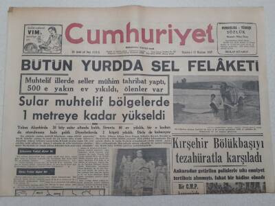 Cumhuriyet Gazetesi 17 Haziran 1957 - Bütün Yurtta Sel Felaketi GZ71920 - 1