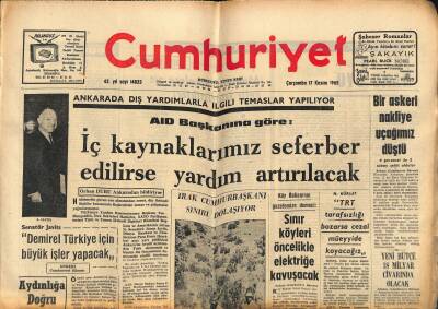Cumhuriyet Gazetesi 17 Kasım 1965 - Münir Özkul Gelin Oldu - Hamsiden Güzellik Kremleri Yapılacak GZ121835 - 1