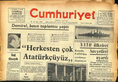Cumhuriyet Gazetesi 17 Kasım 1968 - NATO Ülkeleri Sovyetleri Uyardı GZ86028 - 1