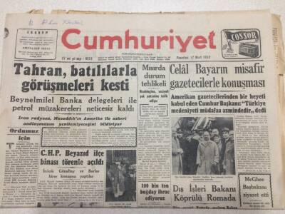 Cumhuriyet Gazetesi 17 Mart 1952 - Tahran Batılılarla Görüşmeyi Kesti GZ52750 - 1
