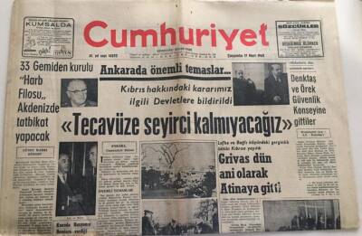 Cumhuriyet Gazetesi 17 Mart 1965-Denktaş ve Örek Güvenlik Konseyine Gittiler GZ6030 - 2