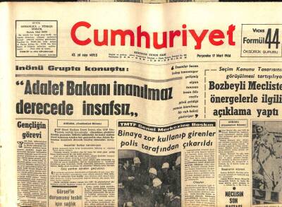 Cumhuriyet Gazetesi 17 Mart 1966 - Kıbrıs Barış Gücü Süresi Uzatıldı GZ103187 - 1