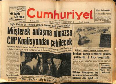 Cumhuriyet Gazetesi 17 Mayıs 1963 - Müşterek Anlaşma Olmazsa CHP Koalisyondan Çekilecek GZ81334 - 1