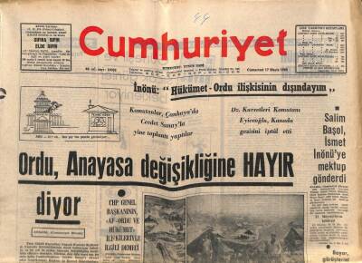 Cumhuriyet Gazetesi 17 Mayıs 1969 - Salim Başol , İsmet İnönüye Mektup Gönderdi GZ85458 - 1