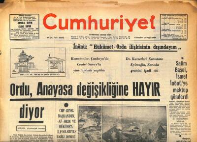 Cumhuriyet Gazetesi 17 Mayıs 1969 - Salim Başol , İsmet İnönüye Mektup Gönderdi GZ86897 - 1