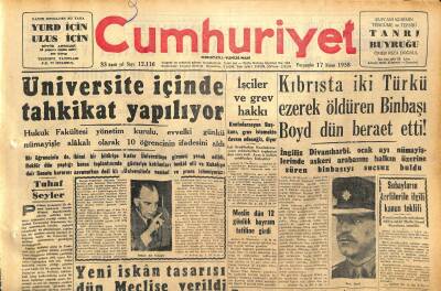 Cumhuriyet Gazetesi 17 Nisan 1958 - D.P. İl Başkanı Cemil Bengü Bir Otomobil Kazasında Öldü GZ120512 - 1