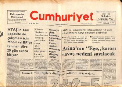 Cumhuriyet Gazetesi 17 Nisan 1975 - İstanbulda Bugün Phantomlarla Eğitim Uçuşu Yapılacak - Atinanın Ege Kararı Savaş Nedeni Sayılacak GZ98095 - 1