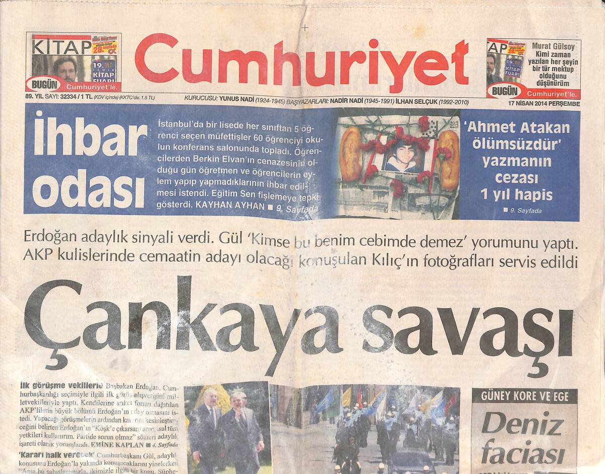 Cumhuriyet Gazetesi 17 Nisan 2014 - Ukrayna Tankları Rusya Yanlılarının Elinde - Aslan Finali Söktü Aldı GZ135470 - 1