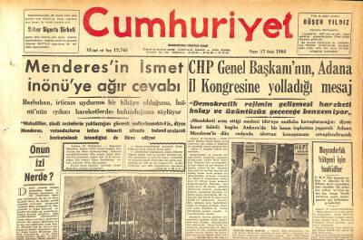Cumhuriyet Gazetesi 17 Ocak 1960 - Menderesin İsmet İnönüye Ağır Cevabı - Kıbrıs Konferansı Londrada Açıldı GZ119950 - 1