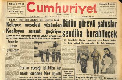 Cumhuriyet Gazetesi 17 Ocak 1963 - Kelepçe Meselesi Yüzünden Koalisyon Sarsıntı Geçiriyor - Adanada 33 Fırın Faaliyetini Tatil Etti GZ120605 - 1