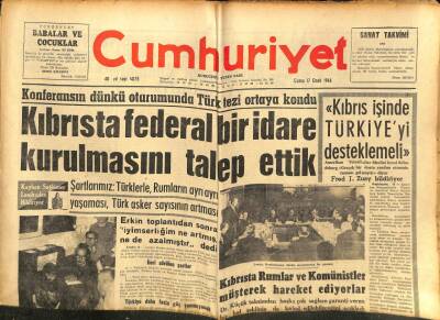 Cumhuriyet Gazetesi - 17 Ocak 1964 - Kıbrısta Federal Bir İdare Kurulmasını Talep Ettik GZ99554 - 1