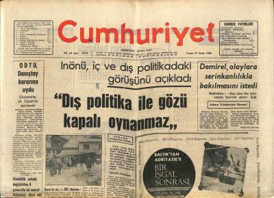 Cumhuriyet Gazetesi 17 Ocak 1969 - Amerikan Elçisi Komer İstanbulda - İlk Kozmik İstasyon Kuruldu GZ98123 - 1