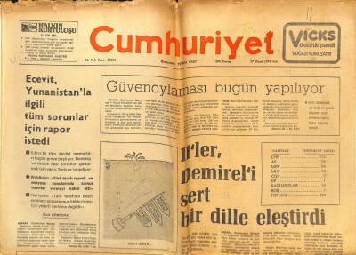 Cumhuriyet Gazetesi - 17 Ocak 1978 - 11ler Demireli Sert Bir Dille Eleştirdi GZ99436 - 1