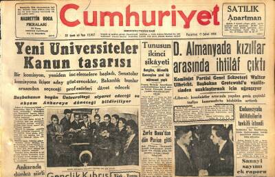 Cumhuriyet Gazetesi 17 Şubat 1958 - D.Almanyada Kızıllar Arasında İhtilâf Çıktı - Yeni Üniversiteler Kanun Tasarısı GZ120400 - 1