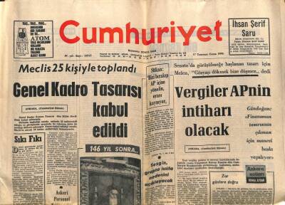 Cumhuriyet Gazetesi 17 Temmuz 1970 - İngilterede Olağanüstü Hal İlan Edildi GZ84918 - 1
