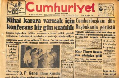 Cumhuriyet Gazetesi 18 Ağustos 1957 - Suriyede Ordu Kızılların Elinde - Mısır Ticaret Bakanı Dün Şehrimize Geldi GZ120360 - 1