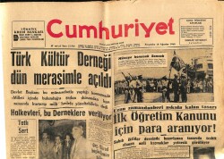 Cumhuriyet Gazetesi 18 Ağustos 1960 - Türk Kültür Derneği Dün Merasimle Açıldı GZ70165 - 2